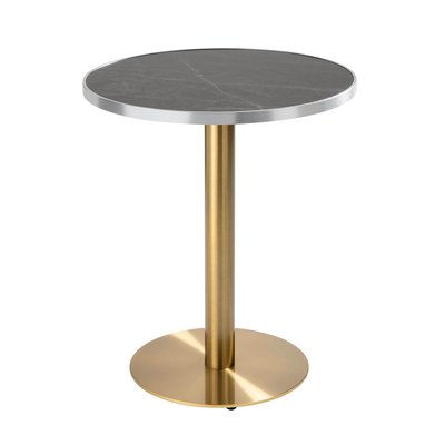 Table à manger ronde 60 cm en contreplaqué avec revêtement stratifié et bords en aluminium, MONTMARTRE OVIALA