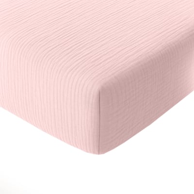 Drap housse en gaze de coton lavé bonnet 30 cm uni, PUR BATON ROUGE