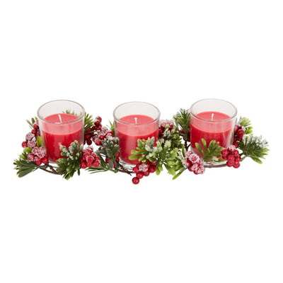 Lot de 3 bougies parfumées centre de table rouge 45 g FEERIC LIGHTS & CHRISTMAS