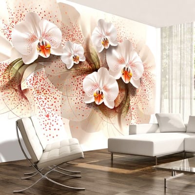 Papier peint intissé panoramique Fleurs Pale yellow orchids EDEN