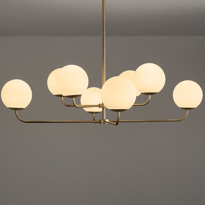 Hanglamp in messing en opaline glas, Moricio LA REDOUTE INTERIEURS