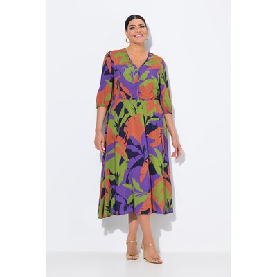 Robe midi coupe évasée, motif feuilles ULLA POPKEN