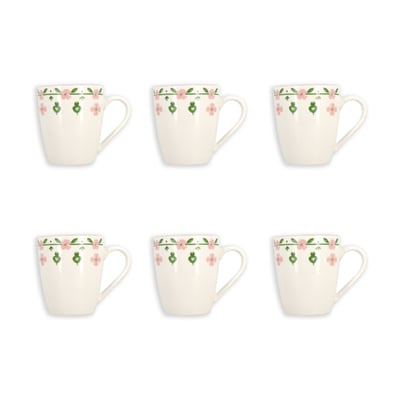 Lot de 6 mugs 36cl en porcelaine, PRIMAVERA NOVASTYL