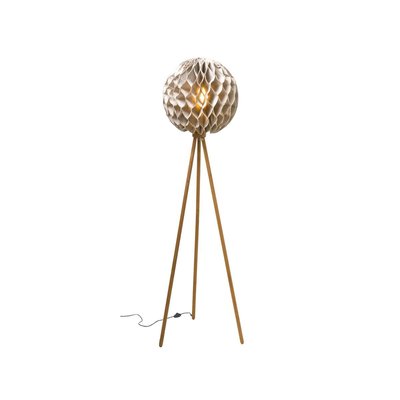Lampadaire en lin pied en teck NOW'S HOME