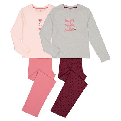 Lot de 2 pyjamas en coton imprimé cœur et message LA REDOUTE COLLECTIONS
