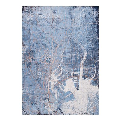 Tapis salon et chambre tissé plat BLUE CITY NOVATREND