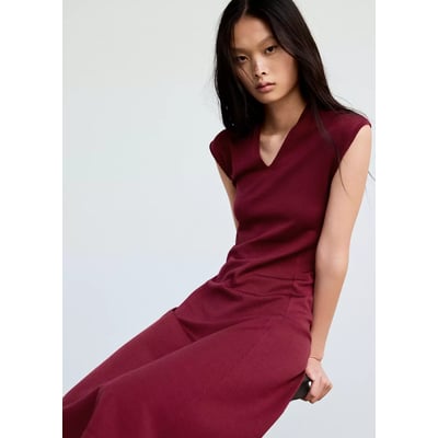 Robe en maille col V MANGO