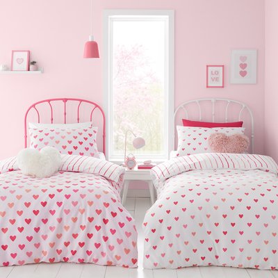 Hearts and Stripes Duvet Cover and Pillowcase Set CATHERINE LANSFIELD
