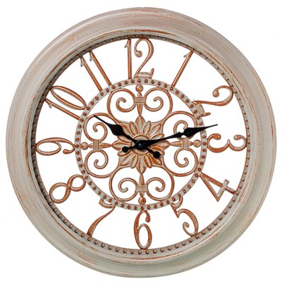Horloge murale ronde blanche et dorée 40.5x40.5x5cm WADIGA