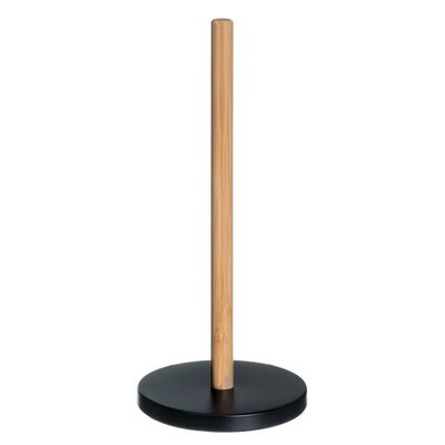 Porte essuie-tout bambou à poser base noire 15x15x34cm WADIGA
