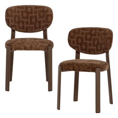 Lot de 2 chaises de salle à manger en tissu texturé 3D FOON WOOOD