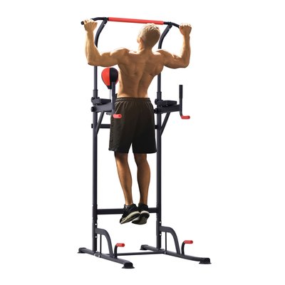 Station de traction musculation multifonctions noir rouge HOMCOM