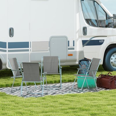 Lot de 4 chaises pliantes de jardin camping gris OUTSUNNY