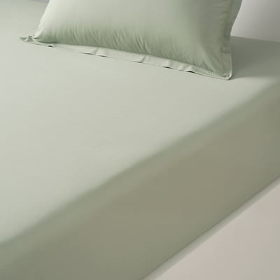 Drap housse pour lit articulé en percale de coton vert, ALCOVE DESFORGES