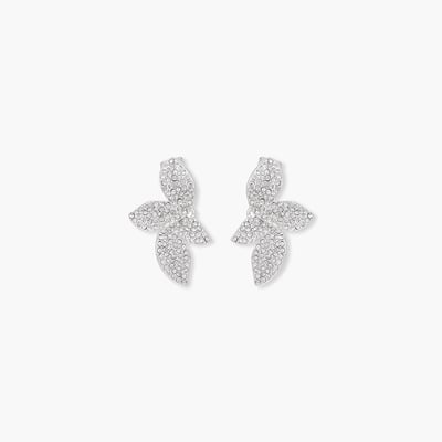 Boucles d'oreilles clips - feuilles strassées argentées BALABOOSTE