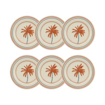 Lot de 6 assiettes à dessert en grès 18cm, TROPIQUE NOVASTYL