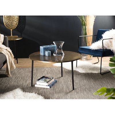 Table basse ronde 80cm plateau métal doré style design contemporain ZALA PIER IMPORT