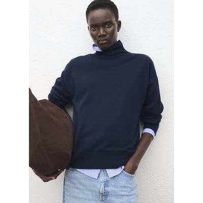 Pull col roulé drapé MANGO