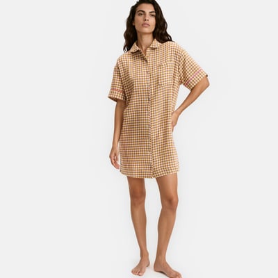 Chemise de nuit en pur coton, à carreaux LA REDOUTE COLLECTIONS