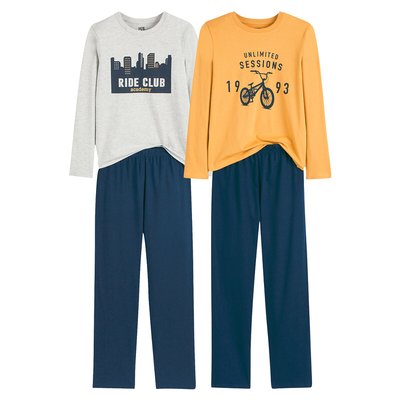 Pack of 2 Pyjamas in Cotton Jersey, Bicycle/Buildings Print LA REDOUTE COLLECTIONS