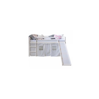 Lit mezzanine 90x200 avec toboggan et echelle et Rideau etoiles HOMESTYLE4U
