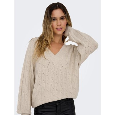 Pull encolure v, maille effet brillant ONLY