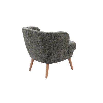 Fauteuil rétro en tissu chiné et piétement en bois - DAGOBERT AMADEUS