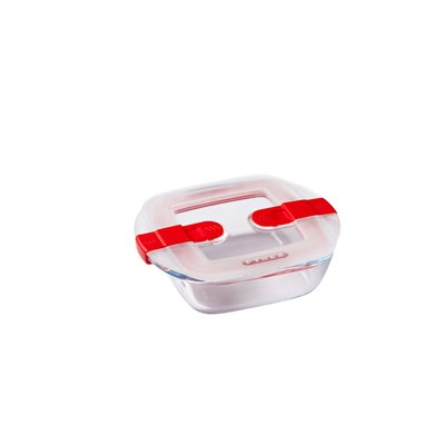 Boîte de conservation carrée 0,3L en verre, avec couvercle à valves vapeur - spécial micro-ondes - Cook & Heat PYREX