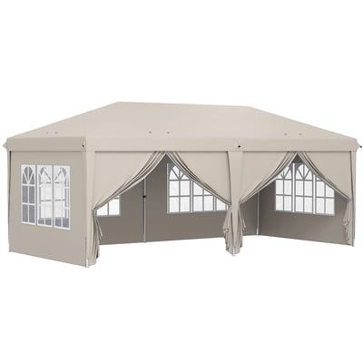 Auvent pliant ultra-résistant Acier Beige OUTSUNNY