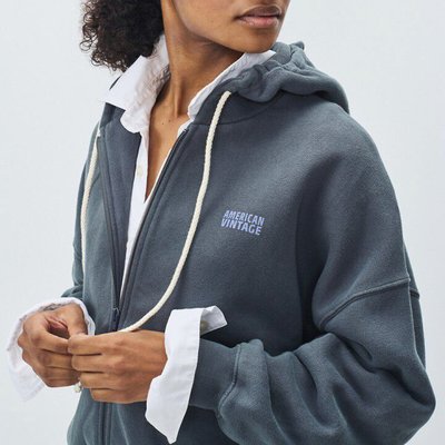 Sweat zippé ample à capuche, IZUBIRD AMERICAN VINTAGE