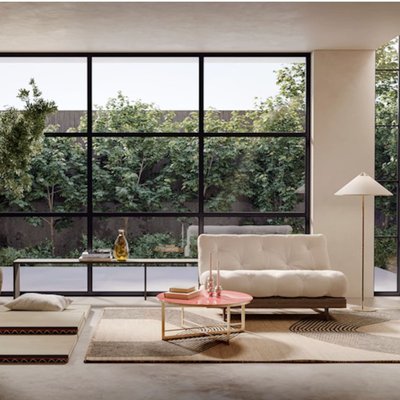 Canapé convertible en pin massif foncé avec futon ROOTS KARUP DESIGN