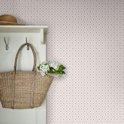 Papier peint fleurs en quadrillage Kate LAURA ASHLEY