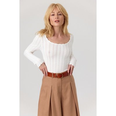 Pull en maille ajourée à la coupe près du corps et décolleté carré AURORE ARTLOVE
