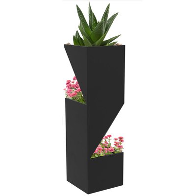 Pots pour plantes d'intérieur 3 zones de plantation trous de drainage métal noir OUTSUNNY