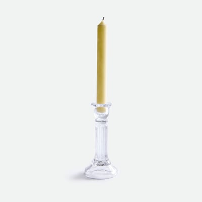Bougeoir sur pied, verre transparent, hauteur 15,6 cm, STRIA LA REDOUTE INTERIEURS