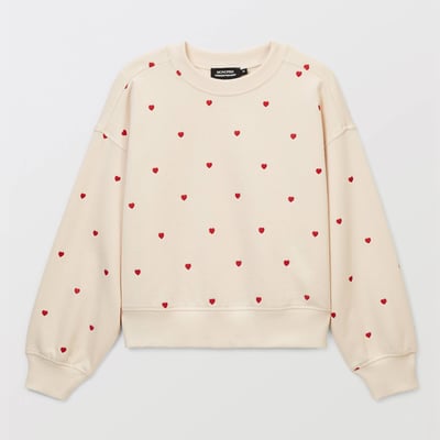 Sweat brodé coeurs contenant du coton BIO MONOPRIX