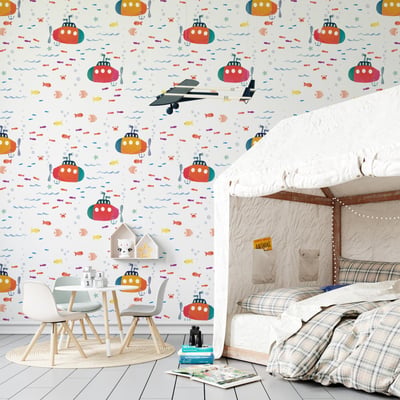 Papier peint avec sous-marins et poissons - 510x260 cm (l x h) LA TOUCHE ORIGINALE