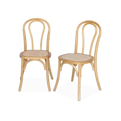 Chaise vintage bois et rotin (lot de 2) BASTILLE SWEEEK