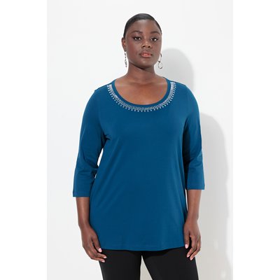 T-shirt en coton Pima. Col rond et manches ULLA POPKEN