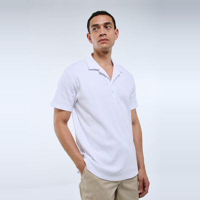 T-shirt manches courtes col polo nid d'abeille en coton  BIO GOTS MONOPRIX