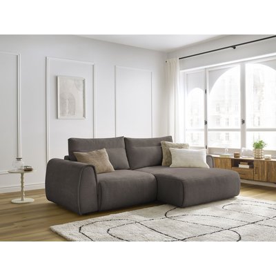 Canapé d'angle fixe compact 3 places tissu lisse, ADEN BOBOCHIC