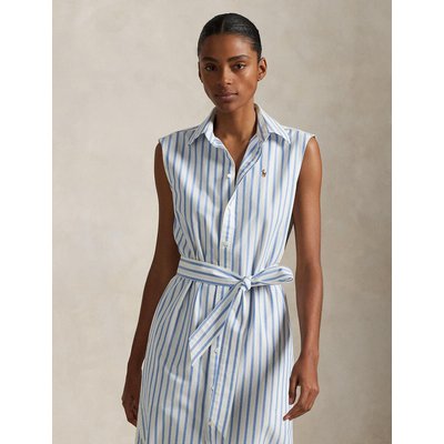 Robe-chemise midi, rayée sans manches POLO RALPH LAUREN