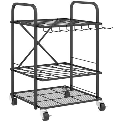 Organisateur d'outils de jardin chariot de jardin métal noir OUTSUNNY