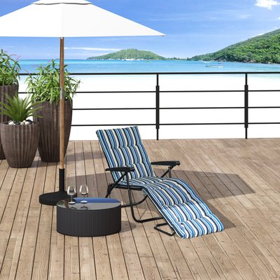 Bain de soleil pliable inclinable matelas accoudoirs acier polyester OUTSUNNY