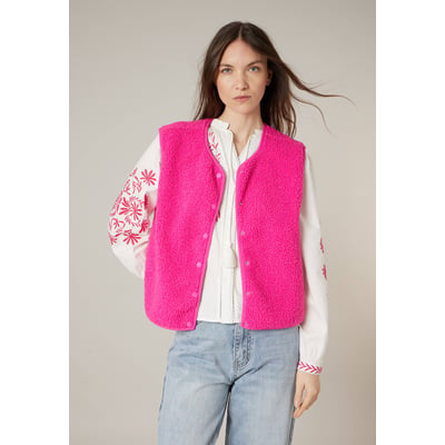 Gilet Matelassé Femme Oversize Rose Bébé Avec Capuche - Sans Manches - Polyester - Neuf Avec étiquette