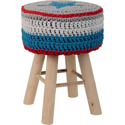 Tabouret en bois assise tressée coton  élégant RECOLLECTION