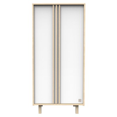 Armoire 2 portes en décor chêne velours et avec appliques en bois SAUTHON