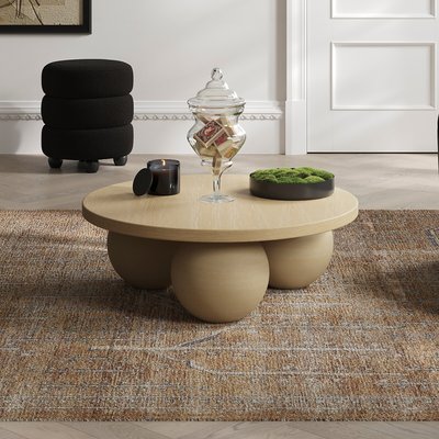 Meera Round Coffee Table with Oversized Bun Feet SO'HOME