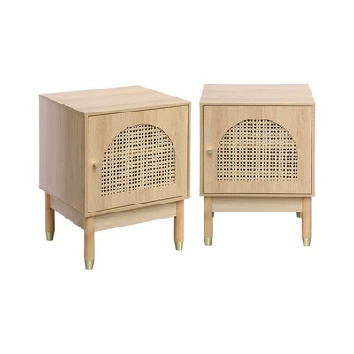 Table de chevet bois et cannage 1 porte (lot de 2) JUDITH SWEEEK