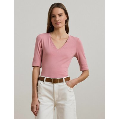 V-Neck T-Shirt with 3/4 Length Sleeves LAUREN RALPH LAUREN